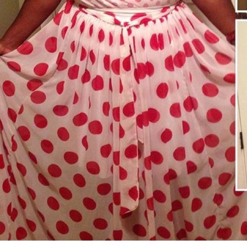 Red and White Polka Dot Maxi Shirt